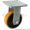 Protempo serie 28-20 bok transportwiel plaatbevestiging stalen gaffel gietijzeren velg PU band ± 97 shore A 200 mm kogellager 328.206.206.060