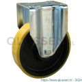 Protempo serie 28-18 bok transportwiel plaatbevestiging stalen gaffel gietijzeren velg PU band ± 97 shore A 250 mm kogellager 328.256.186.050