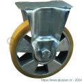 Protempo serie 29-11 bok transportwiel plaatbevestiging stalen gaffel aluminium velg PU band ± 94 shore A 150 mm kogellager 329.156.116.140