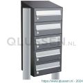 Allux Hive set postkast staal verzinkt gepoedercoat 1-breed 5-hoog met dak op statief antraciet 40030065_1x5ds