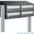 Allux Hive set postkast staal verzinkt gepoedercoat 2-breed 2-hoog met dak op statief antraciet 40030065_2x2ds