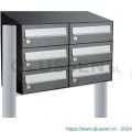 Allux Hive set postkast staal verzinkt gepoedercoat 2-breed 3-hoog met dak op statief antraciet 40030065_2x3ds