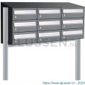 Allux Hive set postkast staal verzinkt gepoedercoat 3-breed 3-hoog met dak op statief antraciet 40030065_3x3ds