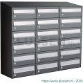 Allux Hive set postkast staal verzinkt gepoedercoat 3-breed 6-hoog met dak antraciet 40030065_3x6d