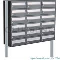 Allux Hive set postkast staal verzinkt gepoedercoat 3-breed 6-hoog op statief antraciet 40030065_3x6s