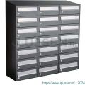 Allux Hive set postkast staal verzinkt gepoedercoat 3-breed 7-hoog met dak antraciet 40030065_3x7d