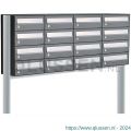 Allux Hive set postkast staal verzinkt gepoedercoat 4-breed 4-hoog op statief antraciet 40030065_4x4s