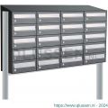 Allux Hive set postkast staal verzinkt gepoedercoat 4-breed 5-hoog met dak op statief antraciet 40030065_4x5ds