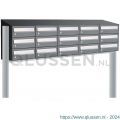 Allux Hive set postkast staal verzinkt gepoedercoat 5-breed 3-hoog met dak op statief antraciet 40030065_5x3ds