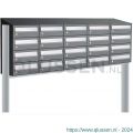 Allux Hive set postkast staal verzinkt gepoedercoat 5-breed 4-hoog met dak op statief antraciet 40030065_5x4ds