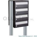 Allux Hive set postkast staal verzinkt gepoedercoat 1-breed 4-hoog op statief zwart 40030070_1x4s