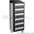 Allux Hive set postkast staal verzinkt gepoedercoat 1-breed 6-hoog met dak op statief zwart 40030070_1x6ds