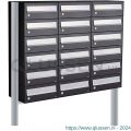 Allux Hive set postkast staal verzinkt gepoedercoat 3-breed 6-hoog op statief zwart 40030070_3x6s