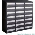 Allux Hive set postkast staal verzinkt gepoedercoat 3-breed 7-hoog met dak zwart 40030070_3x7d