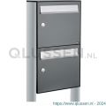 Allux Flow set postkast staal verzinkt gepoedercoat 2-hoog op statief antraciet 40040065_1x2s