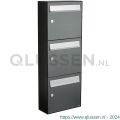 Allux Flow set postkast staal verzinkt gepoedercoat 3-hoog antraciet 40040065_1x3