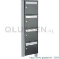 Allux Flow set postkast staal verzinkt gepoedercoat 4-hoog op statief antraciet 40040065_1x4s