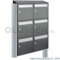 Allux Flow set postkast staal verzinkt gepoedercoat 2-breed 3-hoog met dak op statief antraciet 40040065_2x3ds