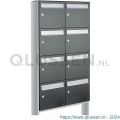 Allux Flow set postkast staal verzinkt gepoedercoat 2-breed 4-hoog op statief antraciet 40040065_2x4s