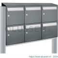 Allux Flow set postkast staal verzinkt gepoedercoat 3-breed 2-hoog met dak op statief antraciet 40040065_3x2ds