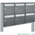 Allux Flow set postkast staal verzinkt gepoedercoat 3-breed 2-hoog op statief antraciet 40040065_3x2s