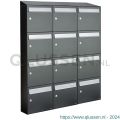 Allux Flow set postkast staal verzinkt gepoedercoat 3-breed 4-hoog met dak antraciet 40040065_3x4d