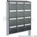 Allux Flow set postkast staal verzinkt gepoedercoat 3-breed 4-hoog met dak op statief antraciet 40040065_3x4ds