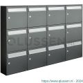 Allux Flow set postkast staal verzinkt gepoedercoat 4-breed 3-hoog antraciet 40040065_4x3