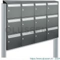 Allux Flow set postkast staal verzinkt gepoedercoat 4-breed 3-hoog met dak op statief antraciet 40040065_4x3ds