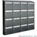 Allux Flow set postkast staal verzinkt gepoedercoat 4-breed 4-hoog met dak antraciet 40040065_4x4d