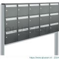 Allux Flow set postkast staal verzinkt gepoedercoat 5-breed 3-hoog op statief antraciet 40040065_5x3s