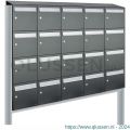 Allux Flow set postkast staal verzinkt gepoedercoat 5-breed 4-hoog met dak op statief antraciet 40040065_5x4ds