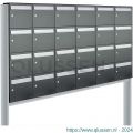 Allux Flow set postkast staal verzinkt gepoedercoat 6-breed 4-hoog op statief antraciet 40040065_6x4s