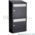 Allux Flow set postkast staal verzinkt gepoedercoat 2-hoog met dak zwart 40040070_1x2d