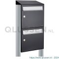 Allux Flow set postkast staal verzinkt gepoedercoat 2-hoog met dak op statief zwart 40040070_1x2ds