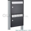 Allux Flow set postkast staal verzinkt gepoedercoat 2-hoog op statief zwart 40040070_1x2s