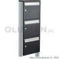 Allux Flow set postkast staal verzinkt gepoedercoat 3-hoog op statief zwart 40040070_1x3s