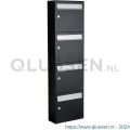 Allux Flow set postkast staal verzinkt gepoedercoat 4-hoog zwart 40040070_1x4