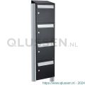 Allux Flow set postkast staal verzinkt gepoedercoat 4-hoog met dak op statief zwart 40040070_1x4ds