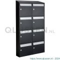 Allux Flow set postkast staal verzinkt gepoedercoat 2-breed 4-hoog met dak zwart 40040070_2x4d