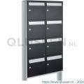 Allux Flow set postkast staal verzinkt gepoedercoat 2-breed 4-hoog op statief zwart 40040070_2x4s