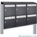 Allux Flow set postkast staal verzinkt gepoedercoat 3-breed 2-hoog met dak op statief zwart 40040070_3x2ds