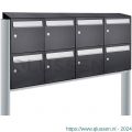 Allux Flow set postkast staal verzinkt gepoedercoat 4-breed 2-hoog met dak op statief zwart 40040070_4x2ds