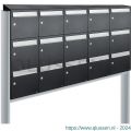 Allux Flow set postkast staal verzinkt gepoedercoat 5-breed 3-hoog met dak op statief zwart 40040070_5x3ds