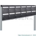 Allux Flow set postkast staal verzinkt gepoedercoat 6-breed 2-hoog met dak op statief zwart 40040070_6x2ds