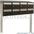 Allux Brickset postkast staal verzinkt gepoedercoat 4-breed 2-hoog met dak en statief zwart 40215070_4x2ds