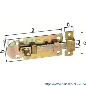GAH Alberts schuif raamgrendel geel verzinkt recht met tegenstuk 100 mm 113025