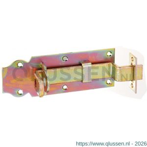 GAH Alberts hangslotschuif sluitgrendel geel verzinkt omgebogen tegenstuk 140 mm 117047