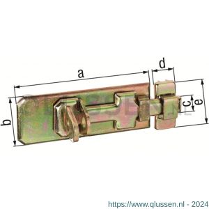 GAH Alberts hangslotschuif veiligheids-sluitgrendel geel verzinkt tegenstuk 140 mm 123086