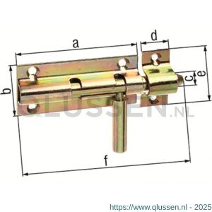 GAH Alberts boutgrendel geel verzinkt met tegenstuk 120x160 mm 127961